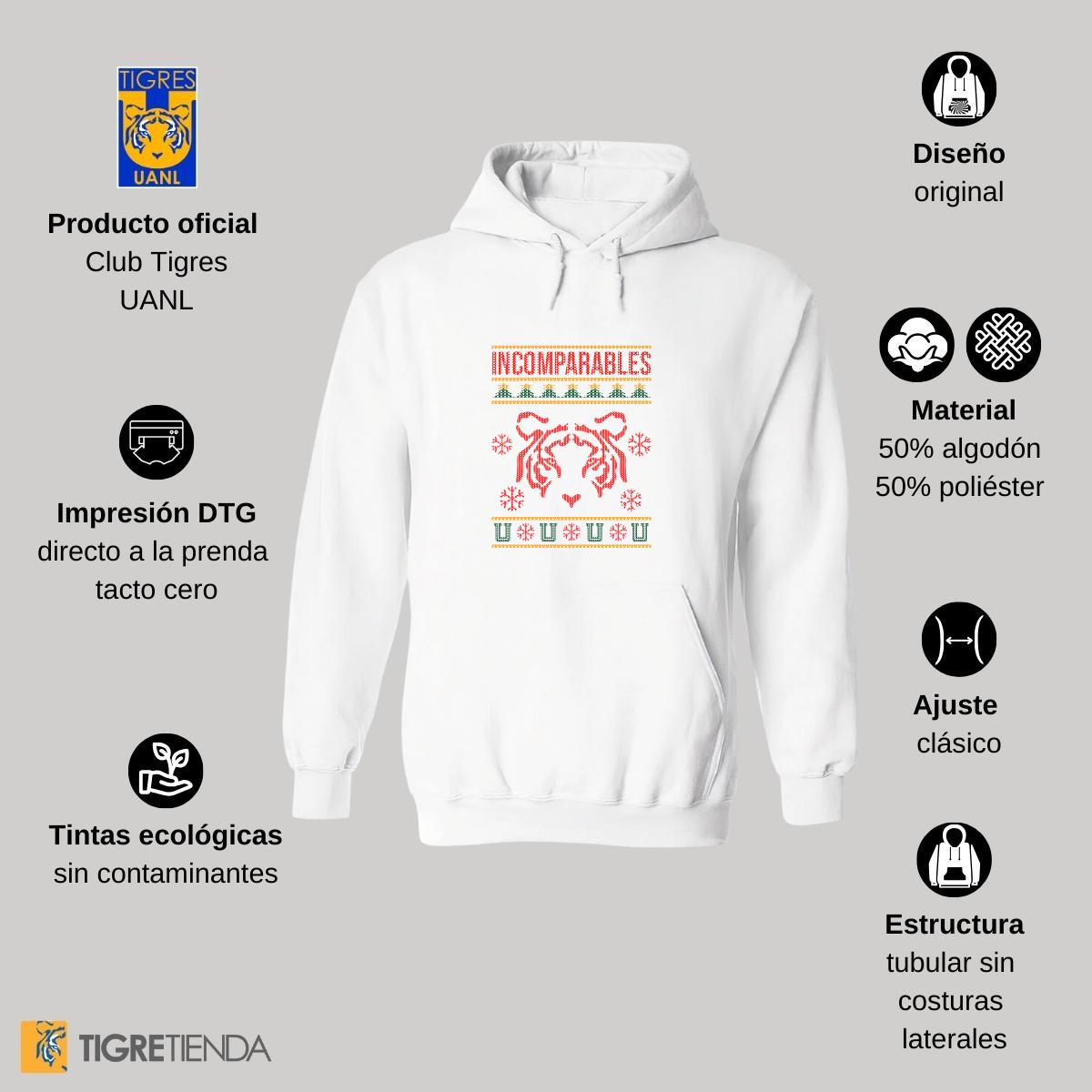 Sudadera Hombre Hoodies  Tigres UANL Navideña Incomparables