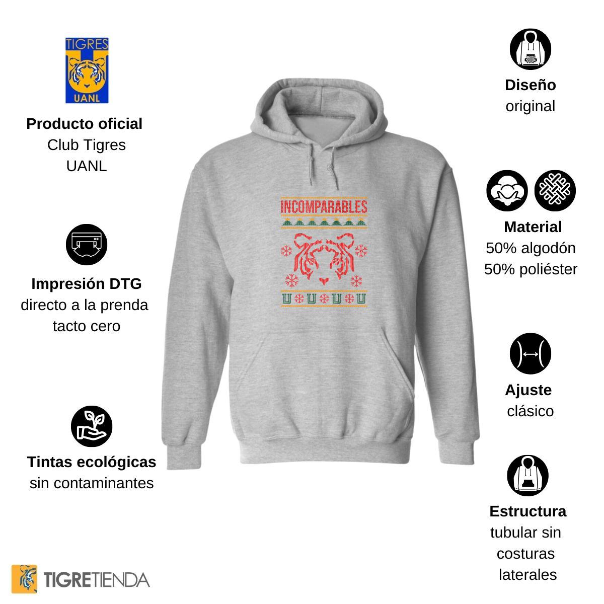 Sudadera Hombre Hoodies  Tigres UANL Navideña Incomparables