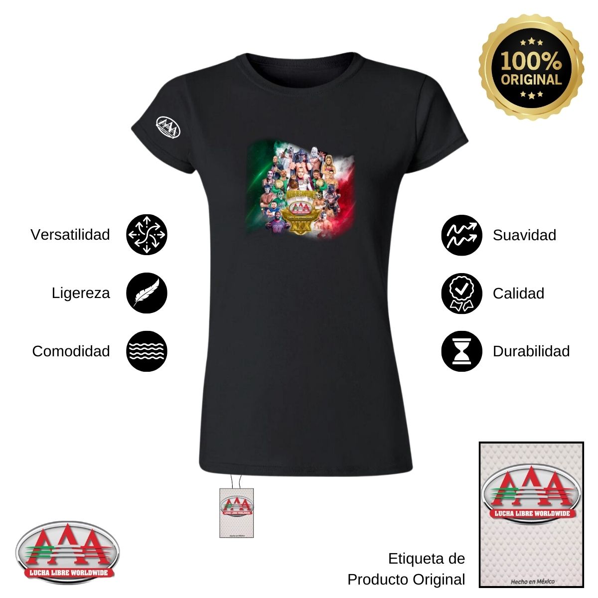 Playera Deportiva Mujer Lucha Libre AAA Noche de Campeones