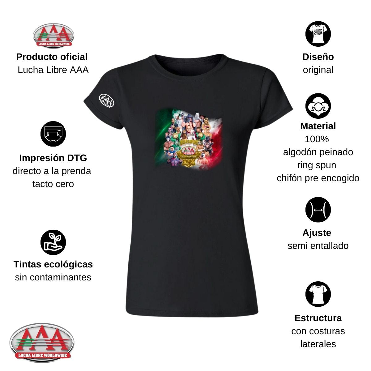 Playera Deportiva Mujer Lucha Libre AAA Noche de Campeones