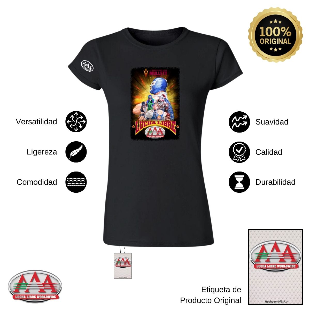 Playera Deportiva Mujer Lucha Libre AAA Mullett Arena Evento