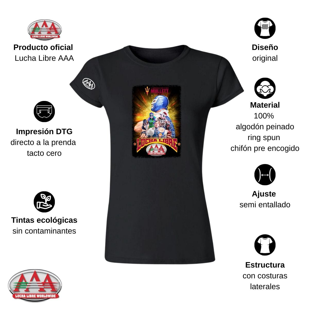 Jersey Playera Lucha Libre AAA Mujer Mullett Arena Evento