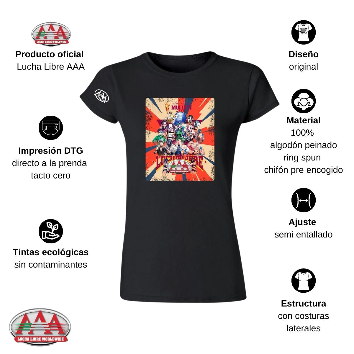 Jersey Playera Lucha Libre AAA Mujer Mexicana Mullett Arena