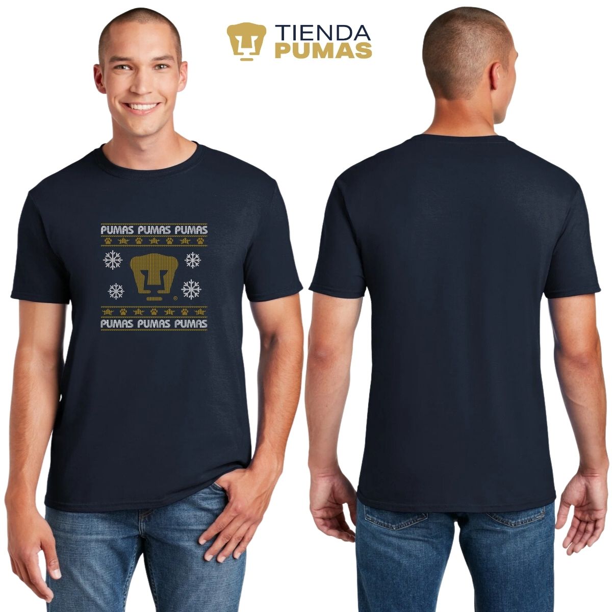 Playera Hombre Pumas UNAM Navideña Copos