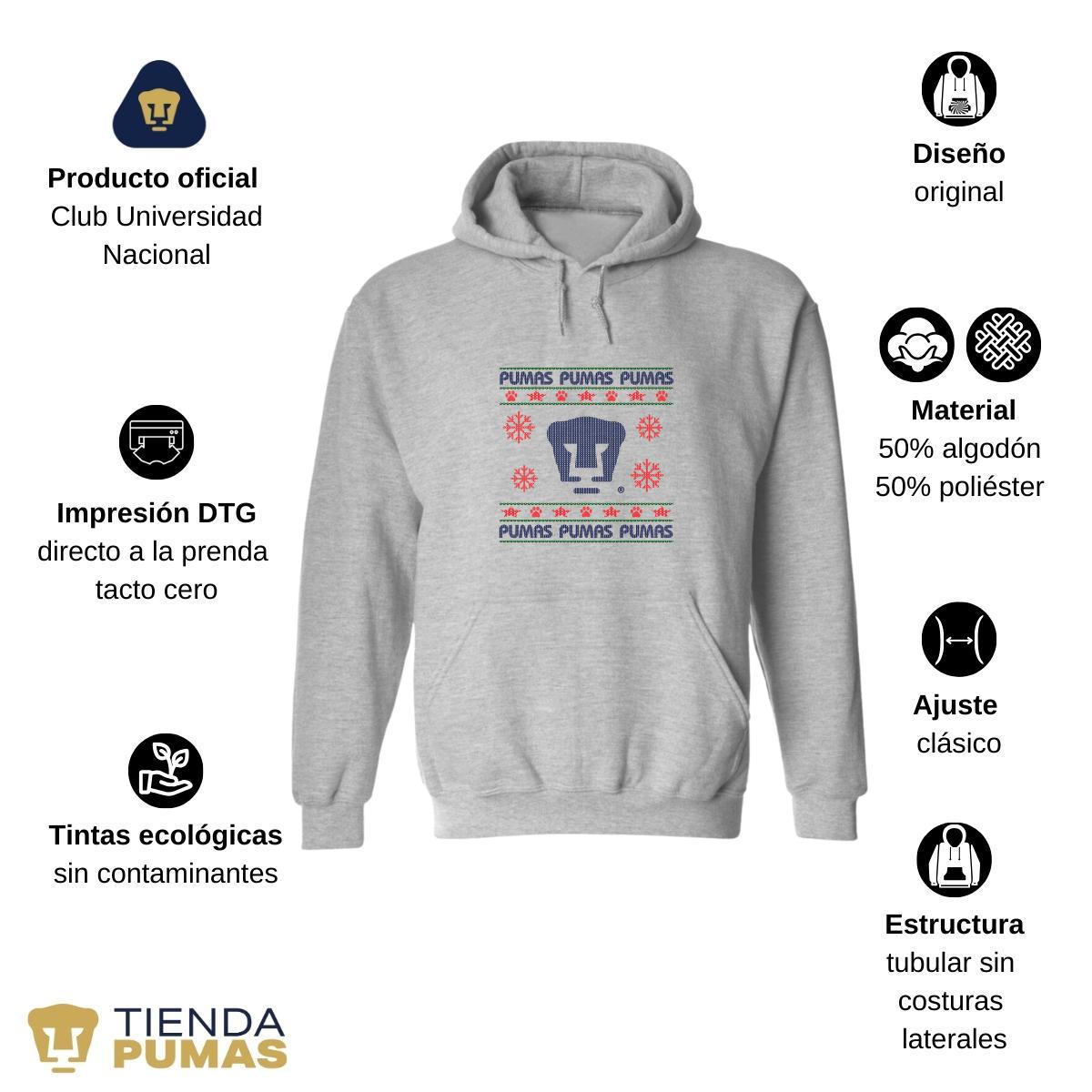 Sudadera Hombre Hoodie  Pumas UNAM Navidad