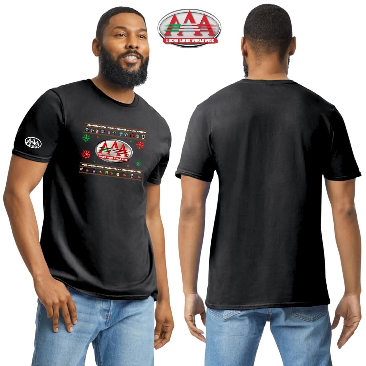 Playera Deportiva Hombre Lucha Libre AAA Mexicana Navideña