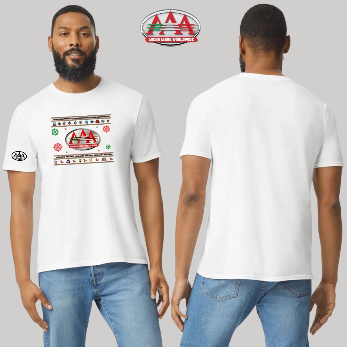 Playera Deportiva Hombre Lucha Libre AAA Mexicana Navideña