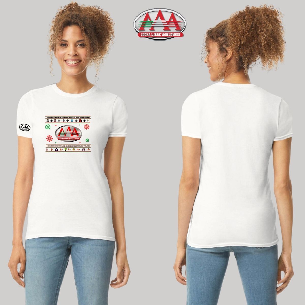 Playera Deportiva Mujer Lucha Libre AAA Mexicana Navideña