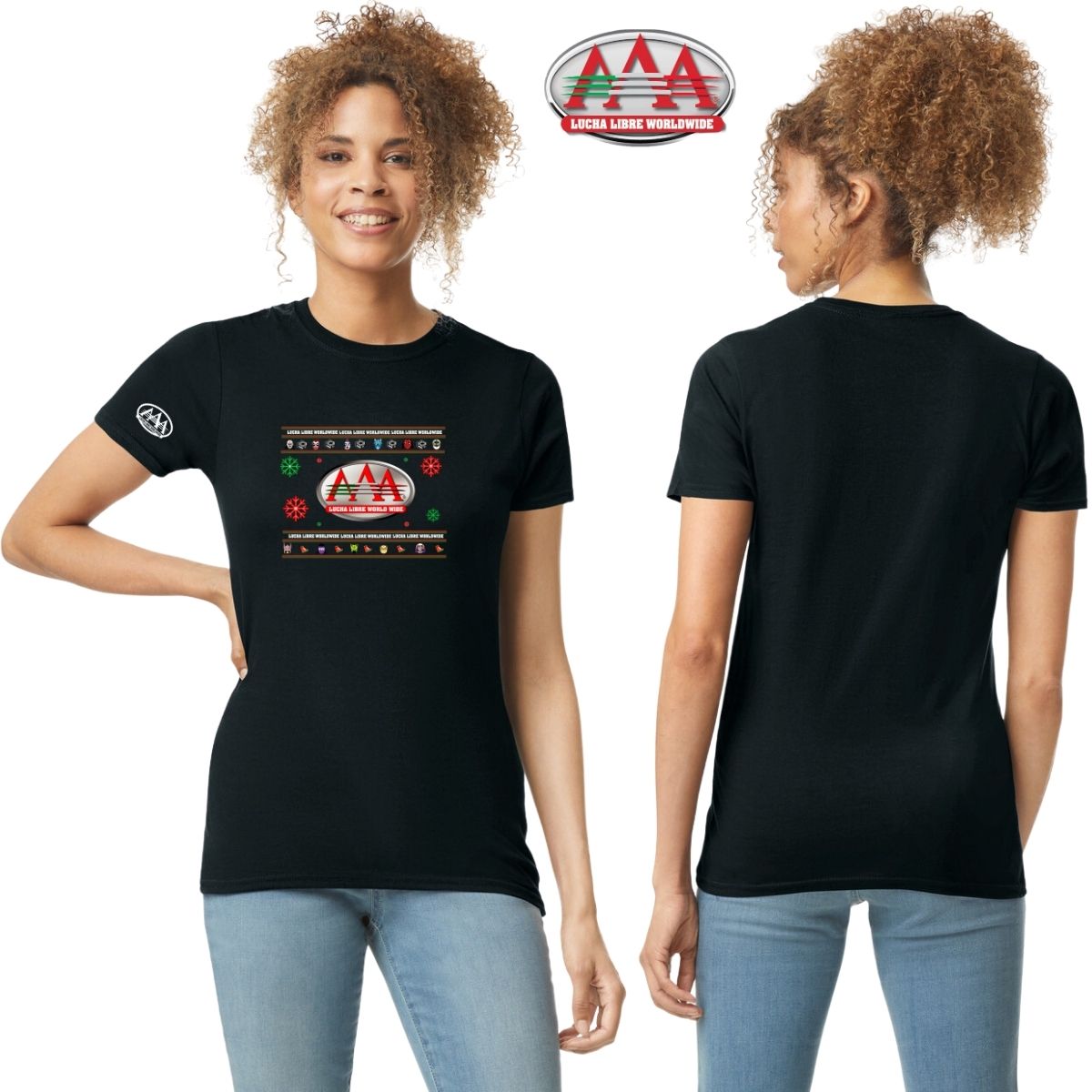 Playera Deportiva Mujer Lucha Libre AAA Mexicana Navideña