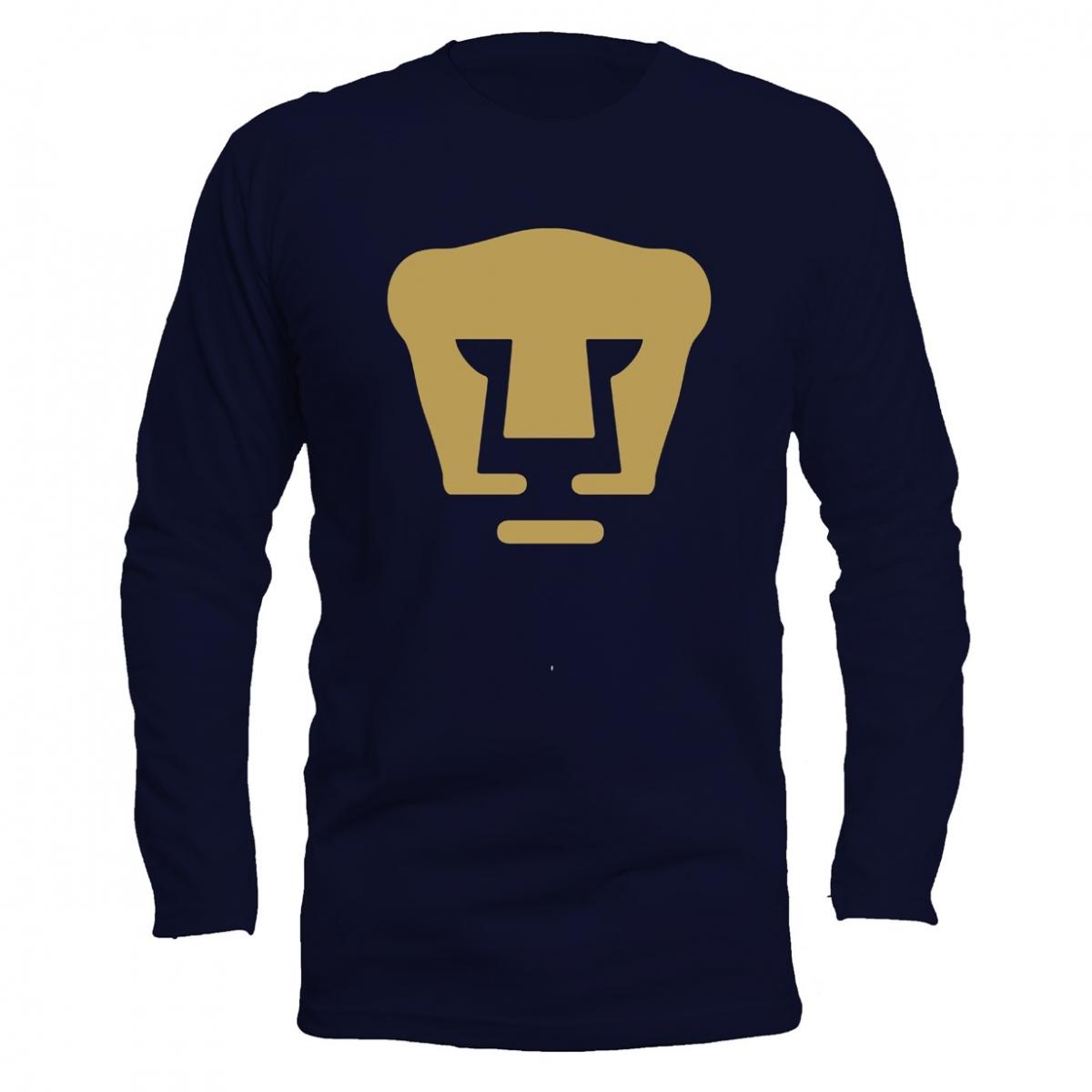 Playera Hombre Pumas Logo Dorado Manga Larga