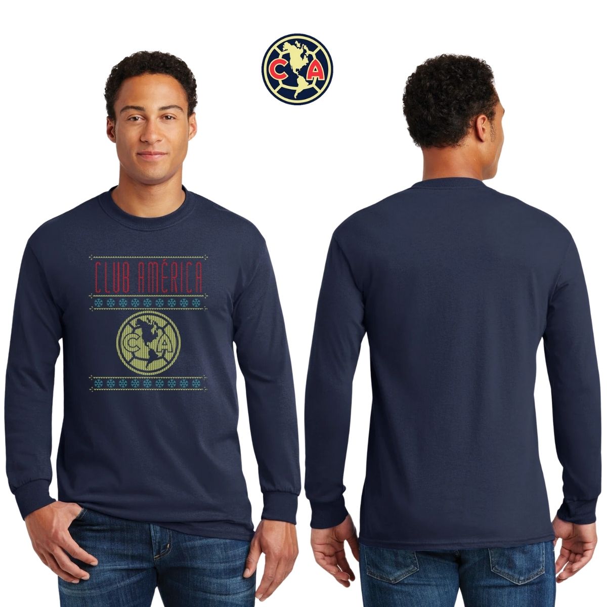 Playera Club América Hombre Navidad Manga Larga OD77122