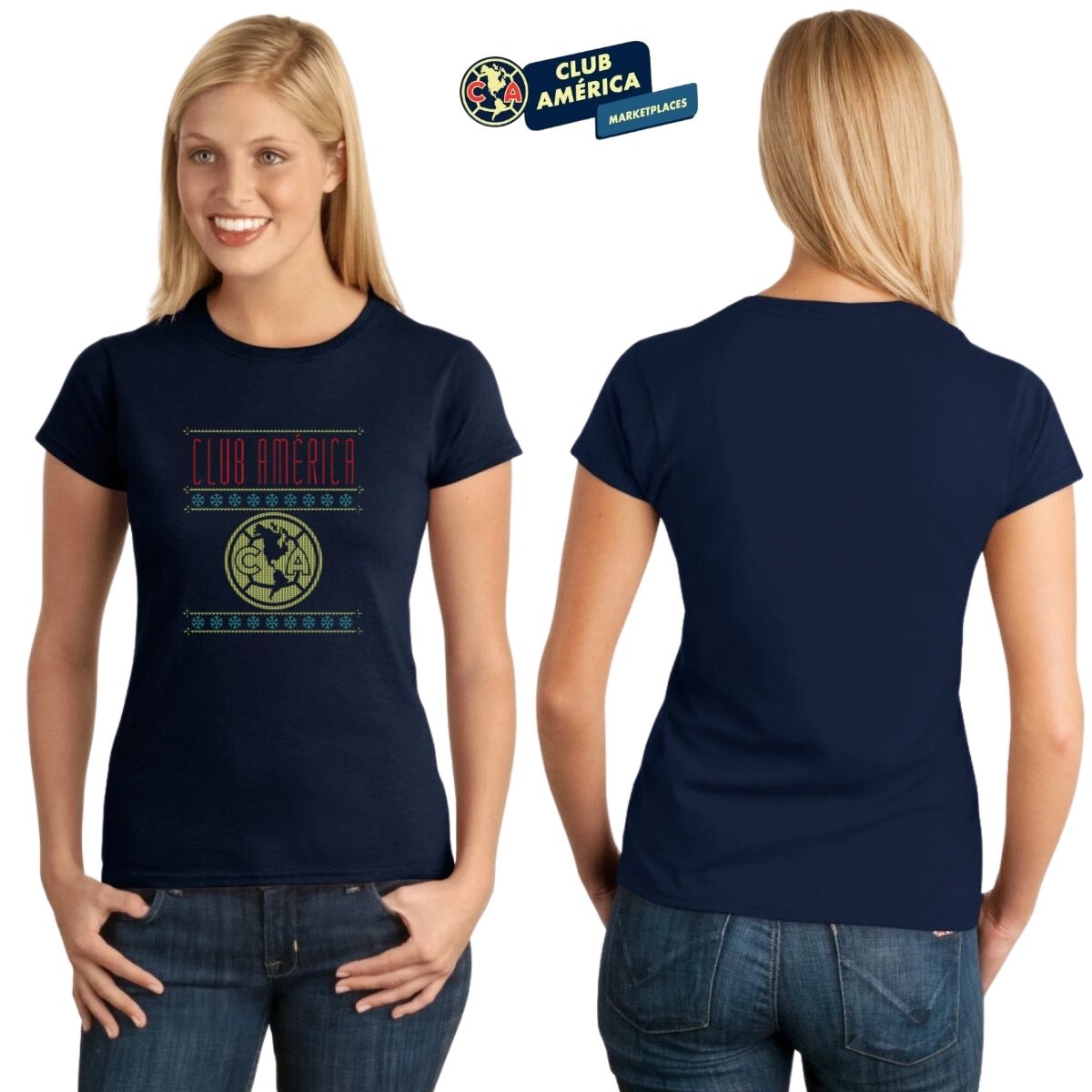 Playera Mujer América Navideña