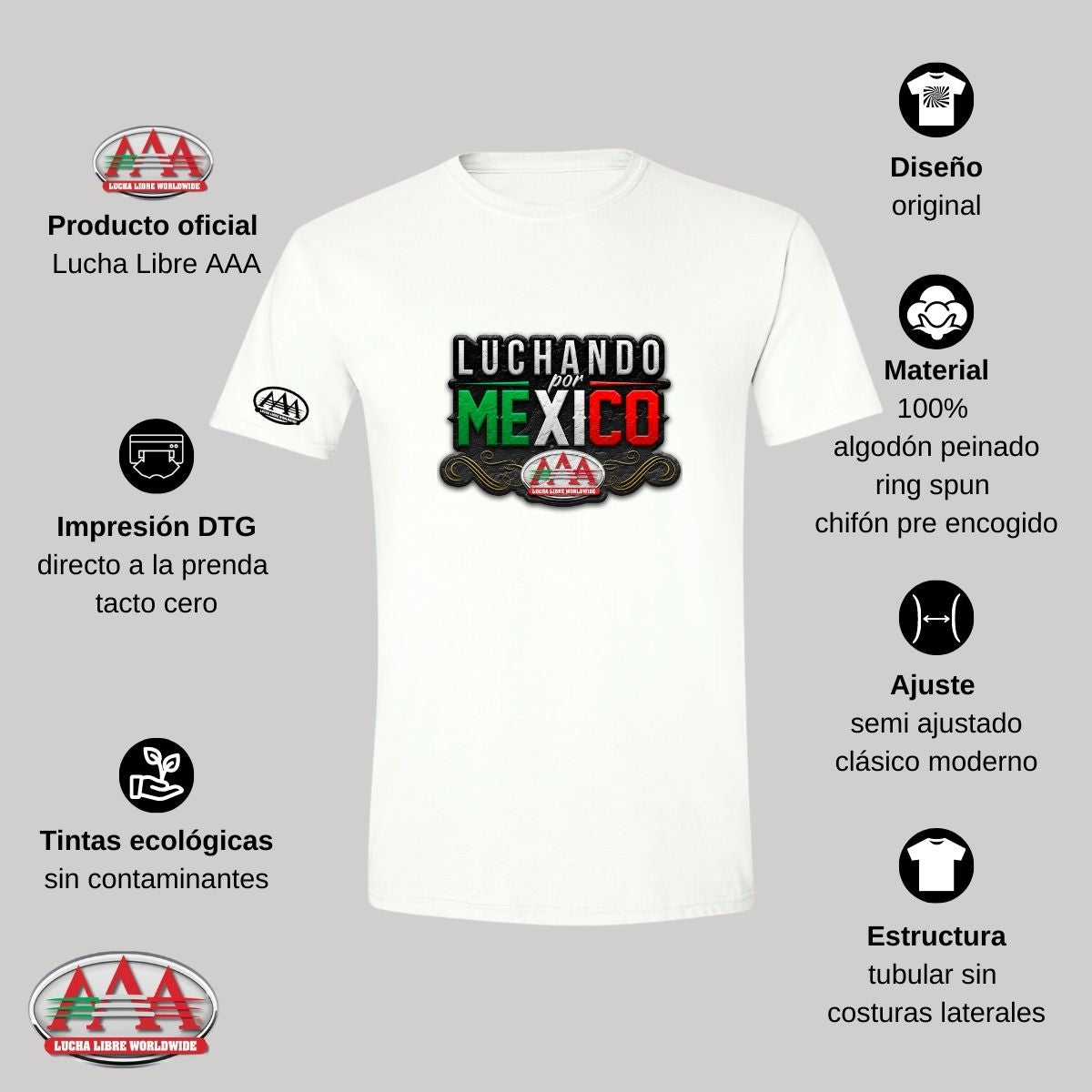 Playera Deportiva Hombre Lucha Libre AAA Luchando X México