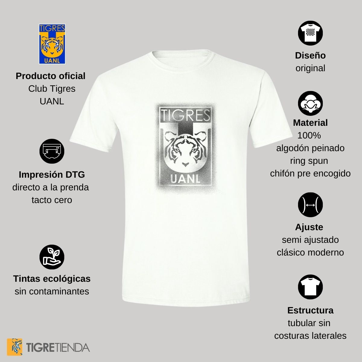 Playera Hombre Tigres UANL Escudo Difuminado