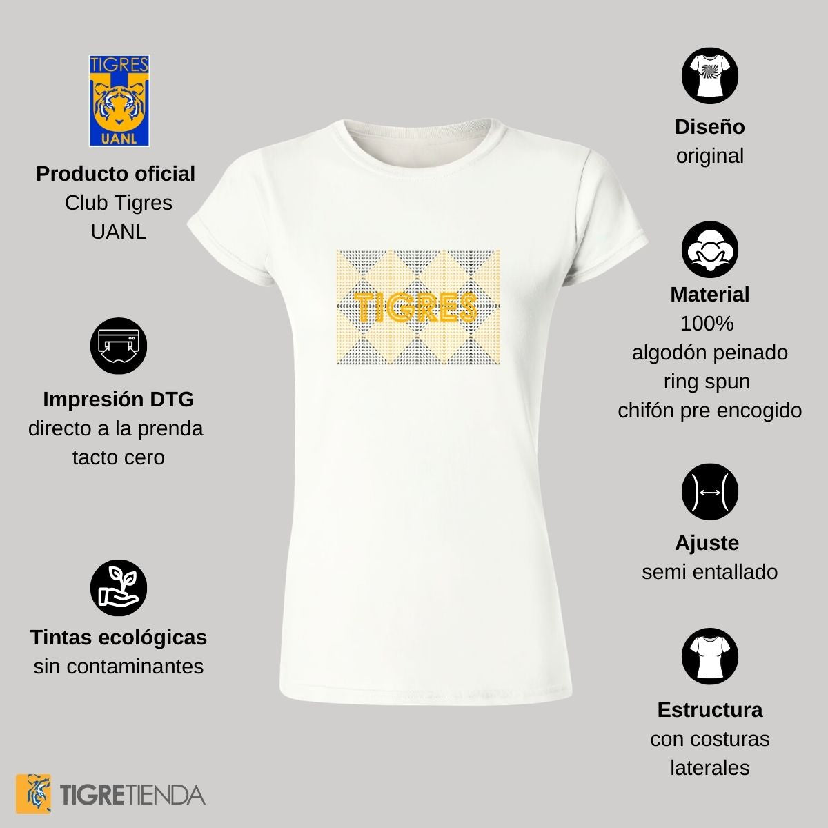 Playera Mujer Tigres UANL Cenefa