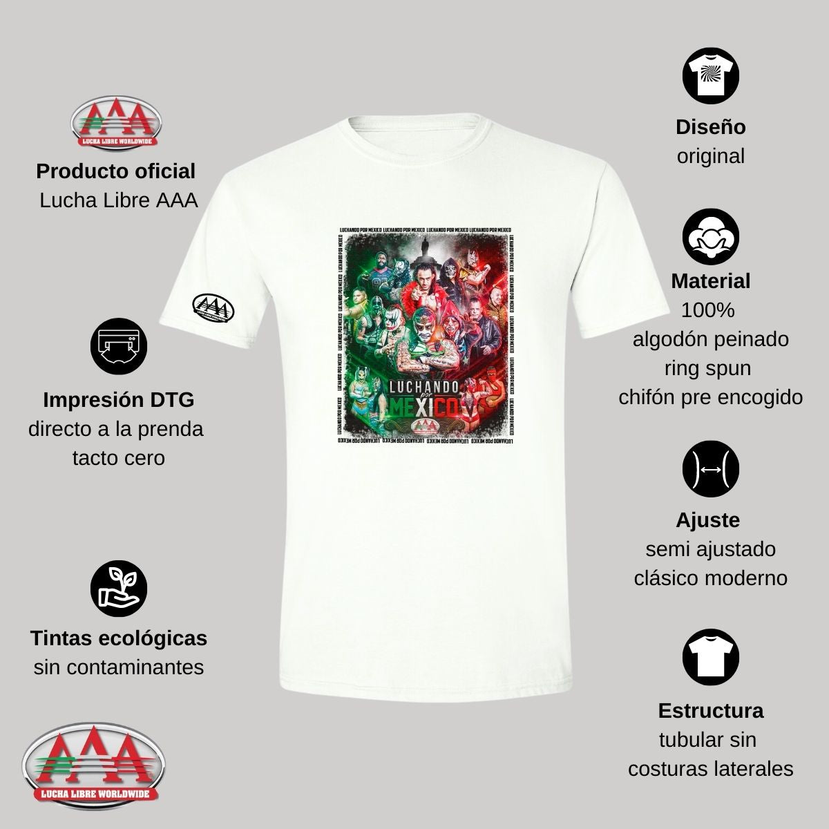 Playera Deportiva Hombre Lucha Libre AAA Luchando México