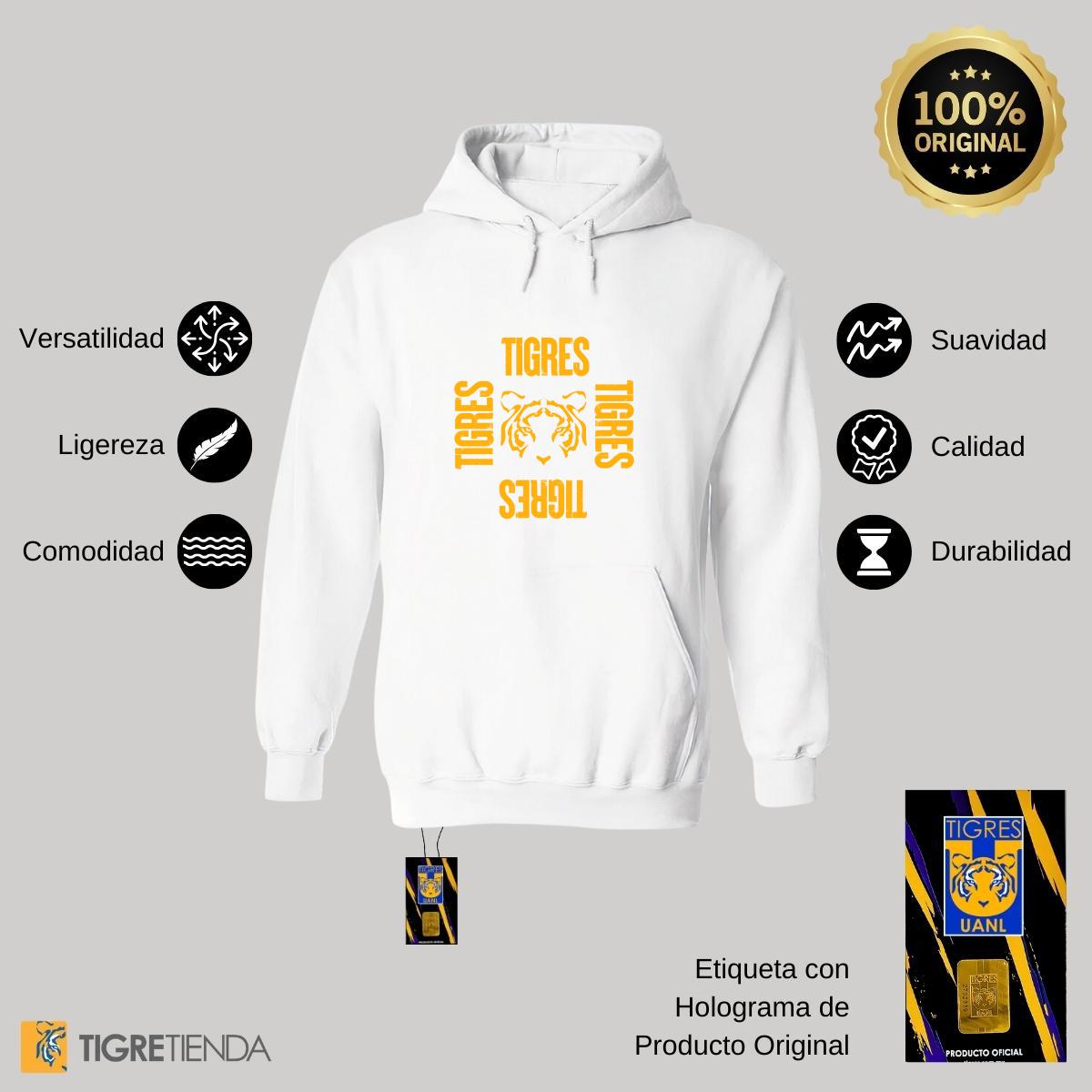 Sudadera Mujer Hoodie  Tigres UANL Cuadro