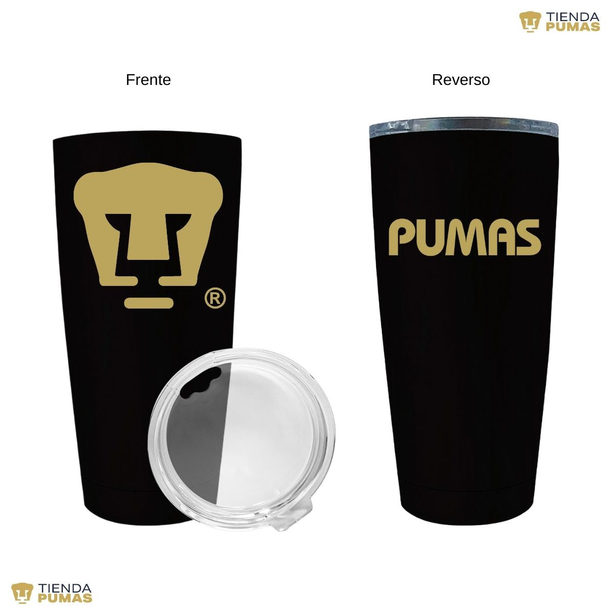 Termo 20 Oz Pumas UNAM Logo dorado