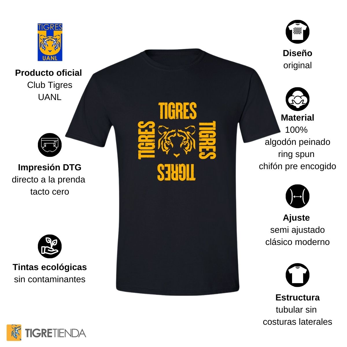 Playera Hombre Tigres UANL Tigres Cuadro