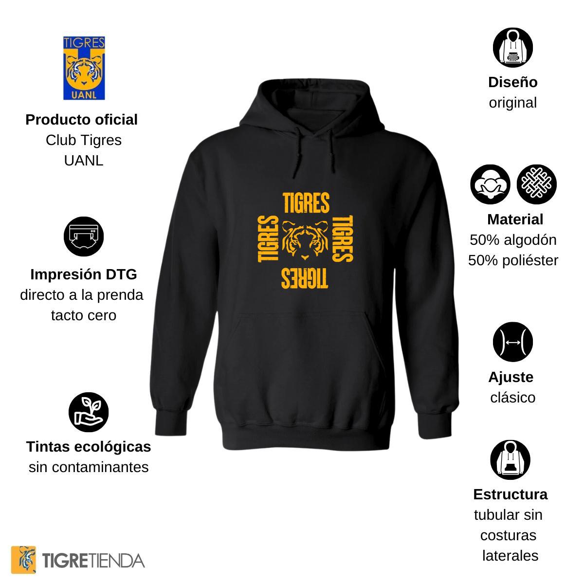 Sudadera Mujer Hoodie  Tigres UANL Cuadro