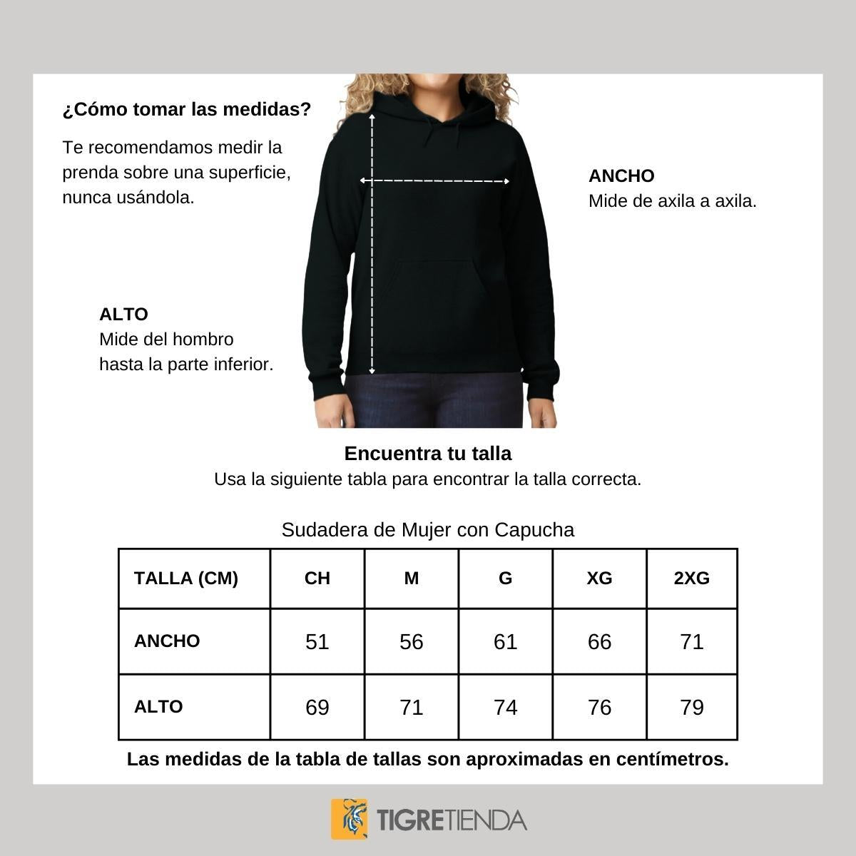 Sudadera Mujer Hoodie  Tigres UANL Cuadro