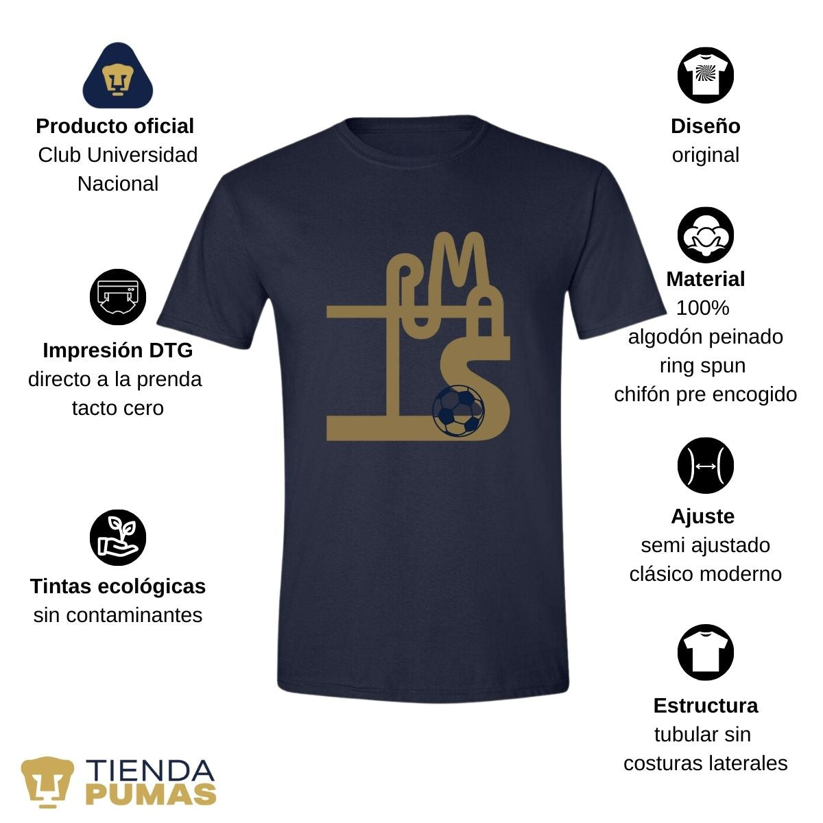 Playera Deportiva Hombre Pumas UNAM Líneas