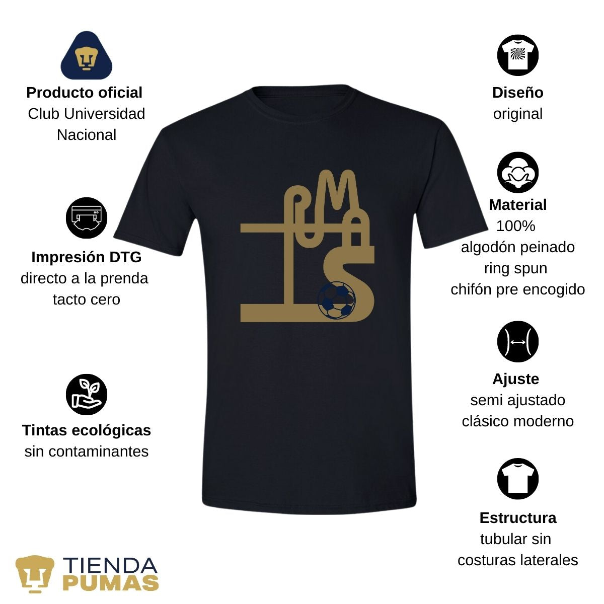 Playera Deportiva Hombre Pumas UNAM Líneas