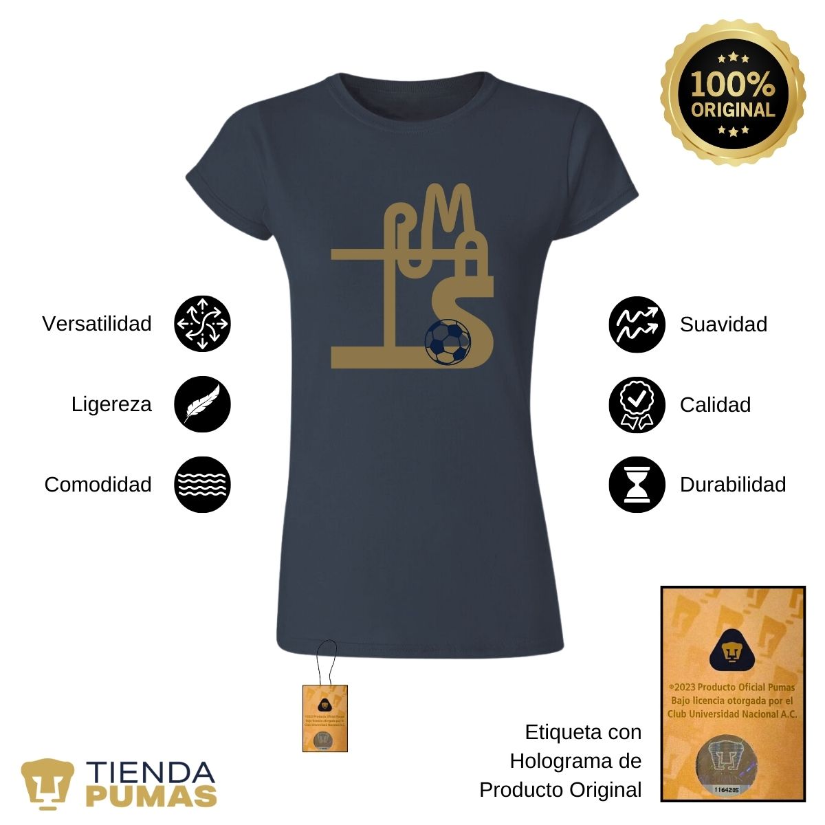 Playera Mujer Pumas UNAM Líneas