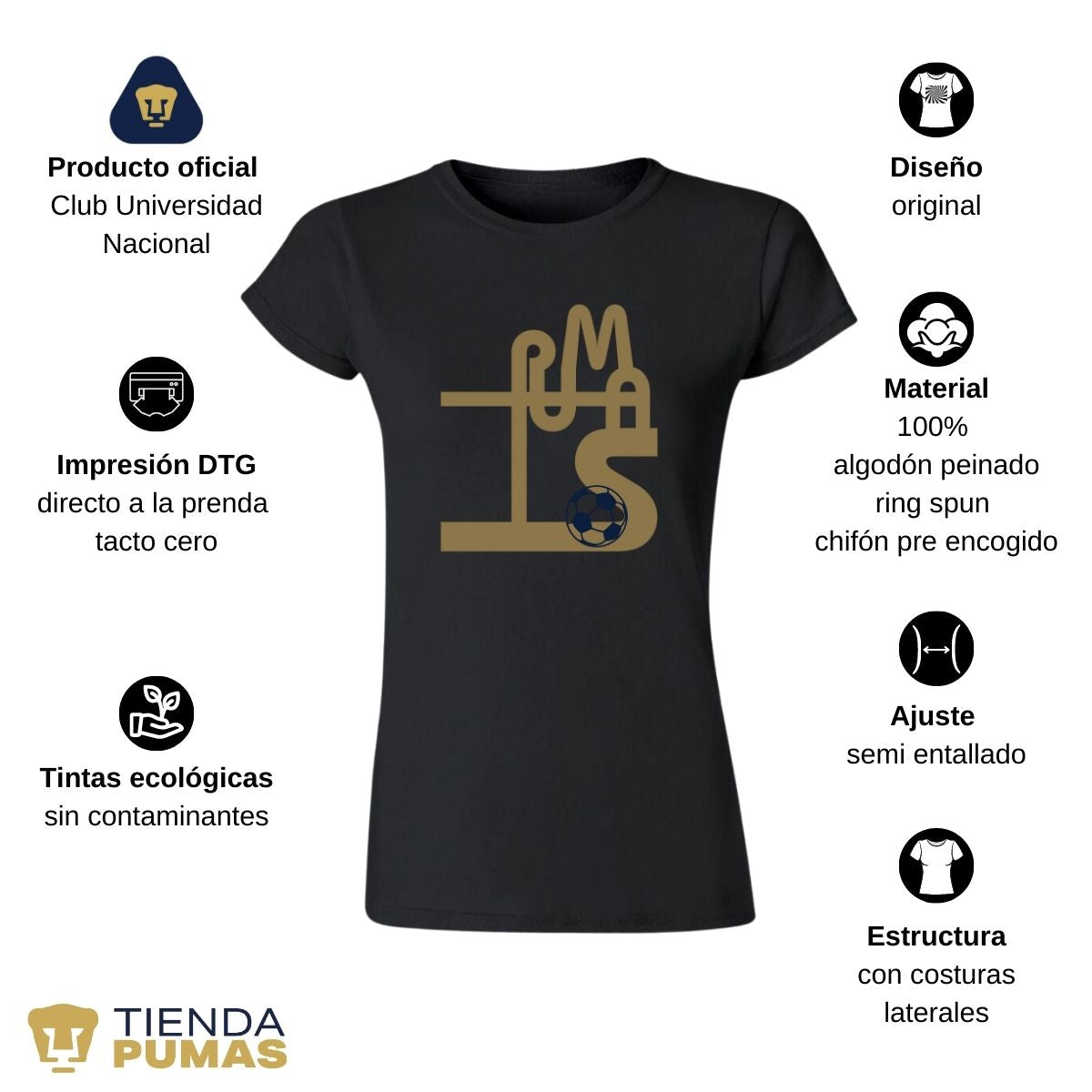 Playera Mujer Pumas UNAM Líneas