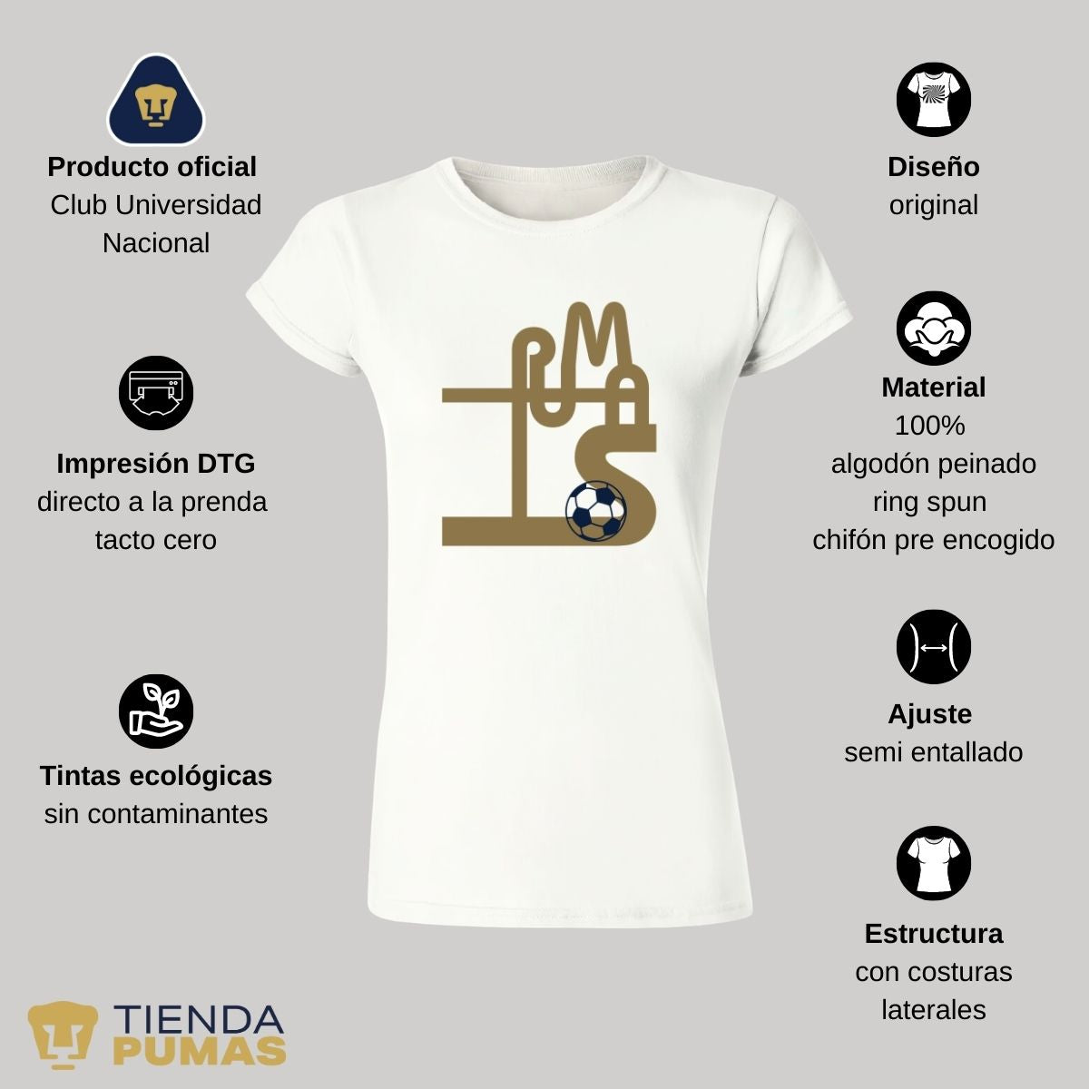 Playera Mujer Pumas UNAM Líneas