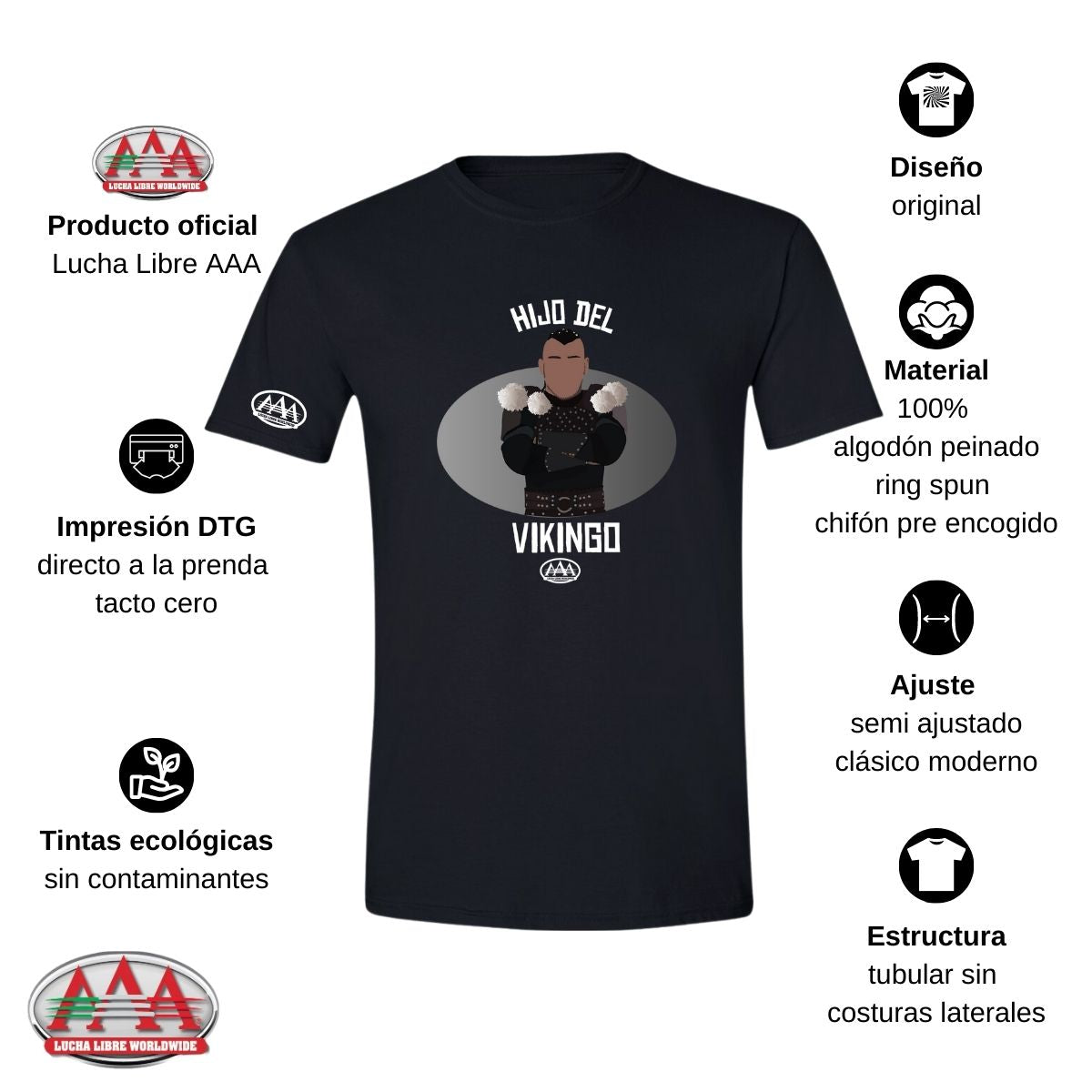 Playera Deportiva Hombre Lucha Libre AAA Hijo Vikingo Arte