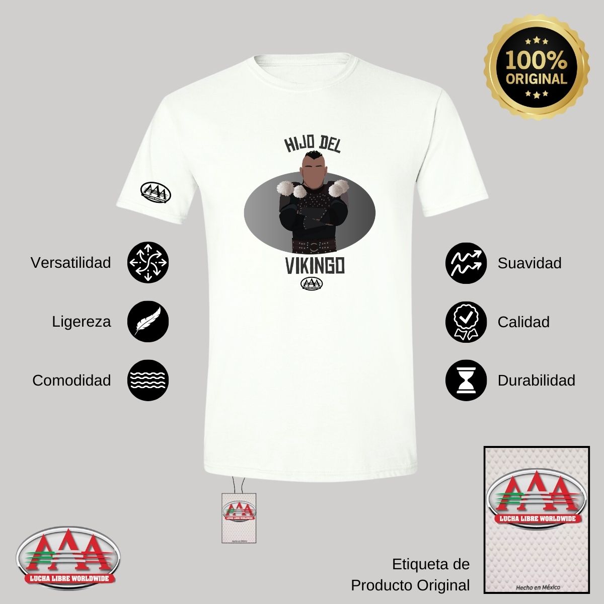 Playera Deportiva Hombre Lucha Libre AAA Hijo Vikingo Arte