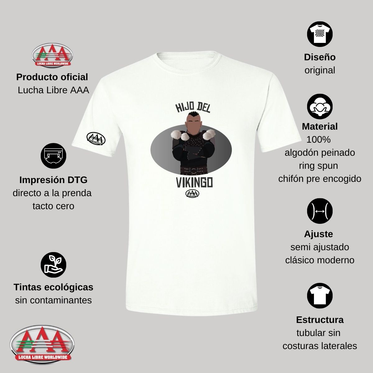 Playera Deportiva Hombre Lucha Libre AAA Hijo Vikingo Arte