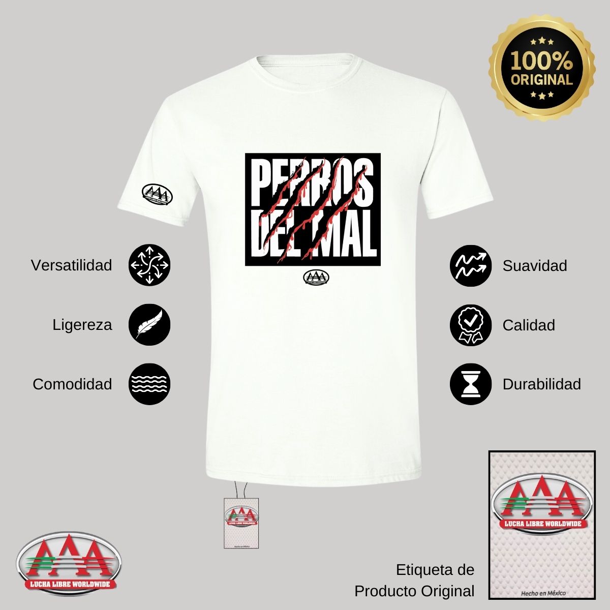 Playera Deportiva Hombre Lucha Libre AAA Perros Del Mal