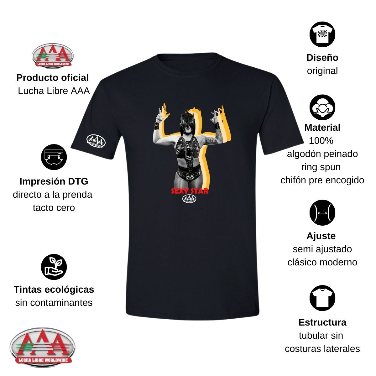 Playera Deportiva Hombre Lucha Libre AAA Mexicana Sexy Star