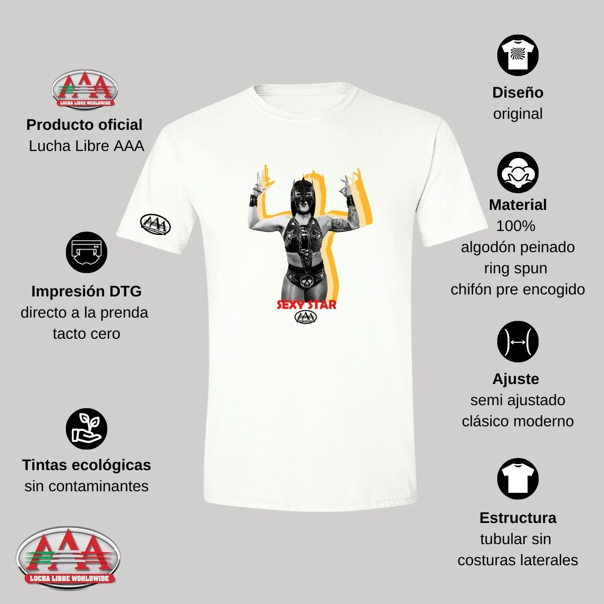 Playera Deportiva Hombre Lucha Libre AAA Mexicana Sexy Star