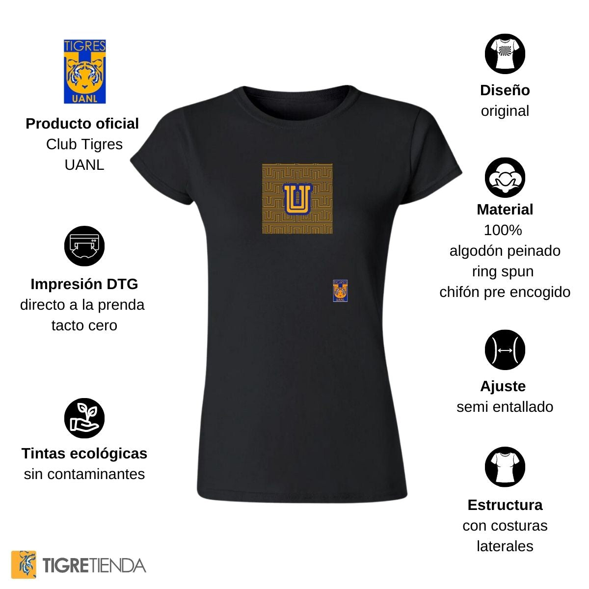 Playera Mujer Tigres UANL Grecas