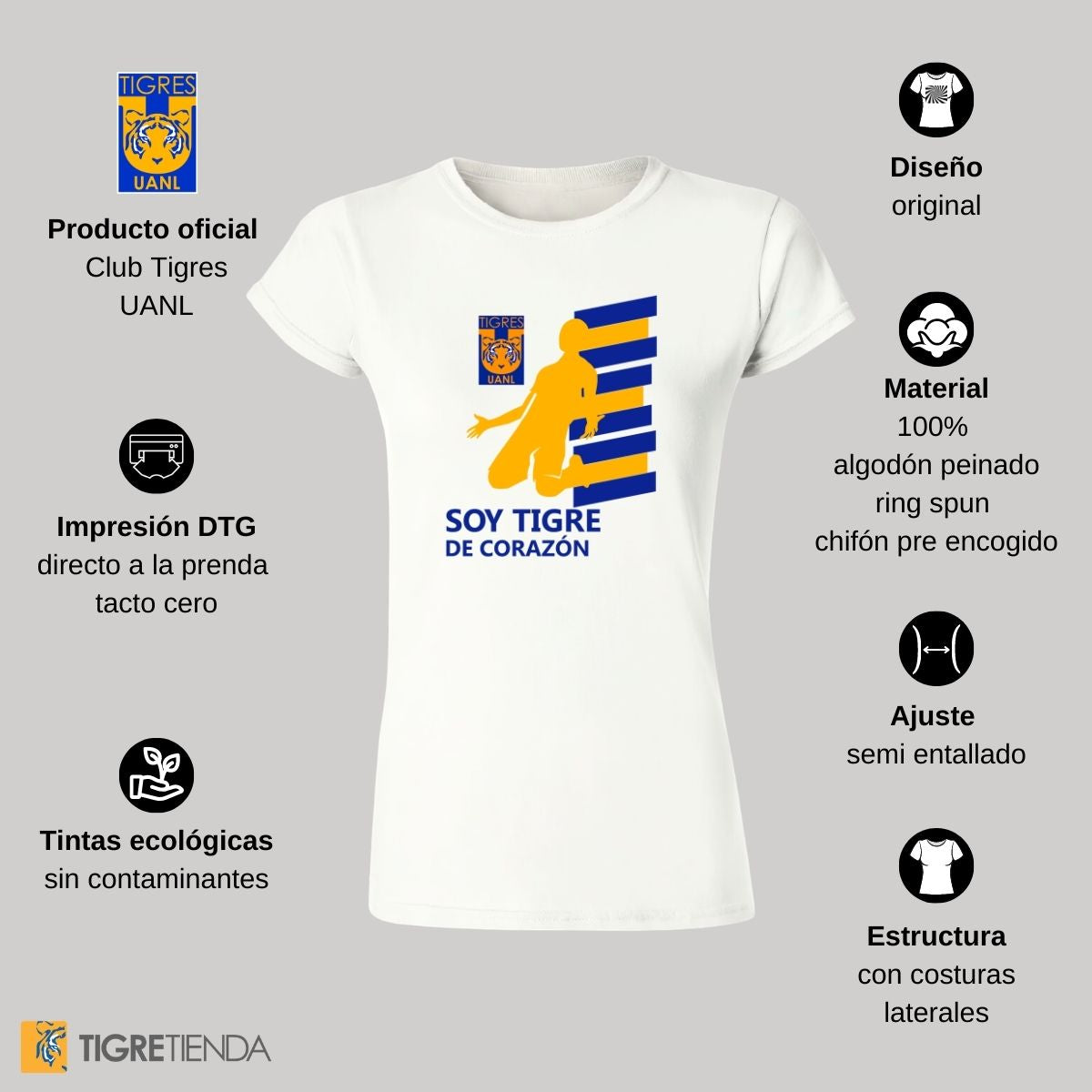 Playera Mujer Tigres UANL Tigres De Corazón