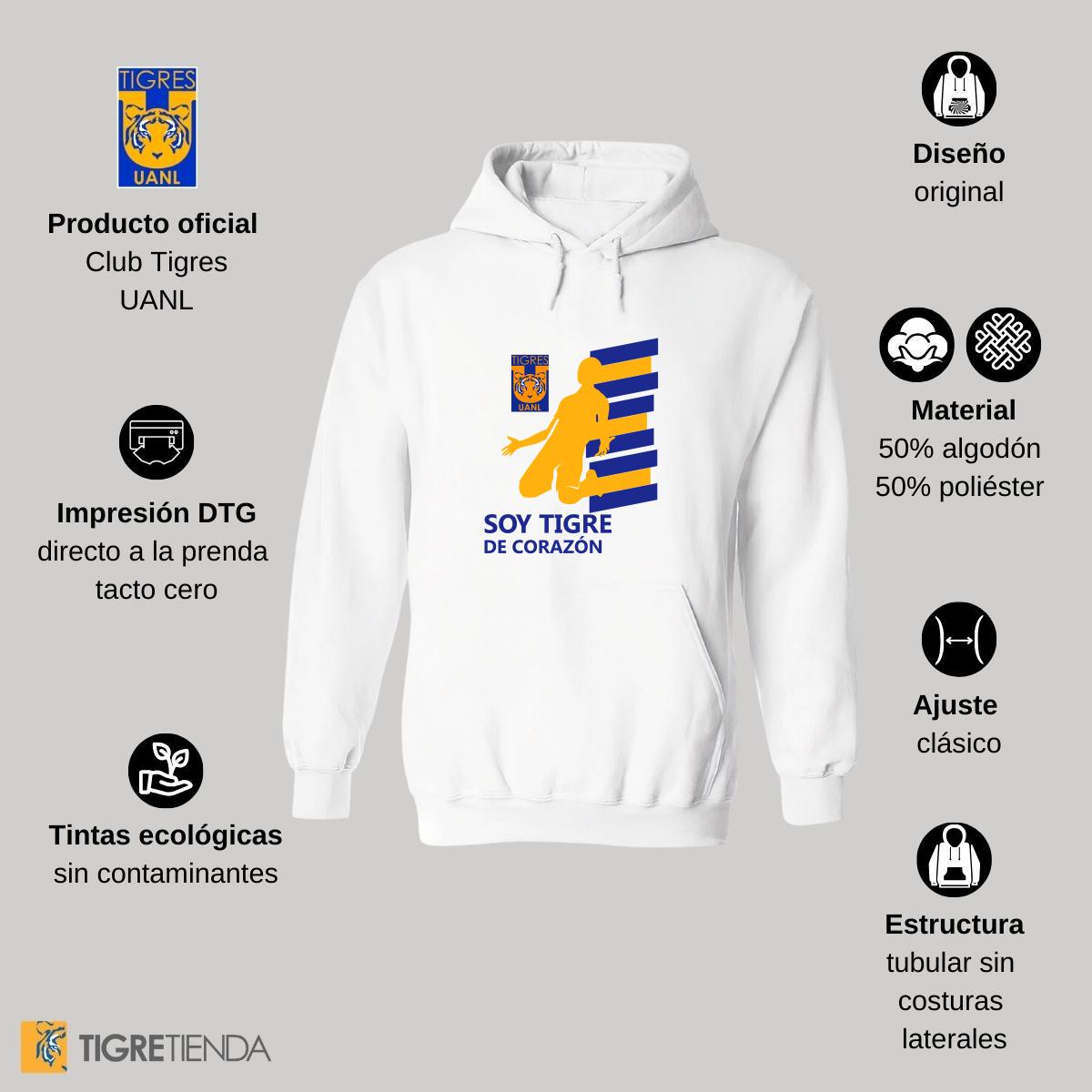 Sudadera Mujer Hoodie  Tigres UANL De corazón