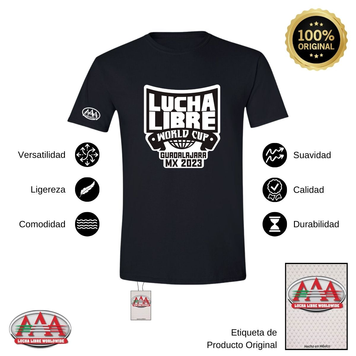 Playera Hombre Lucha Libre AAA World Cup GDL 2023