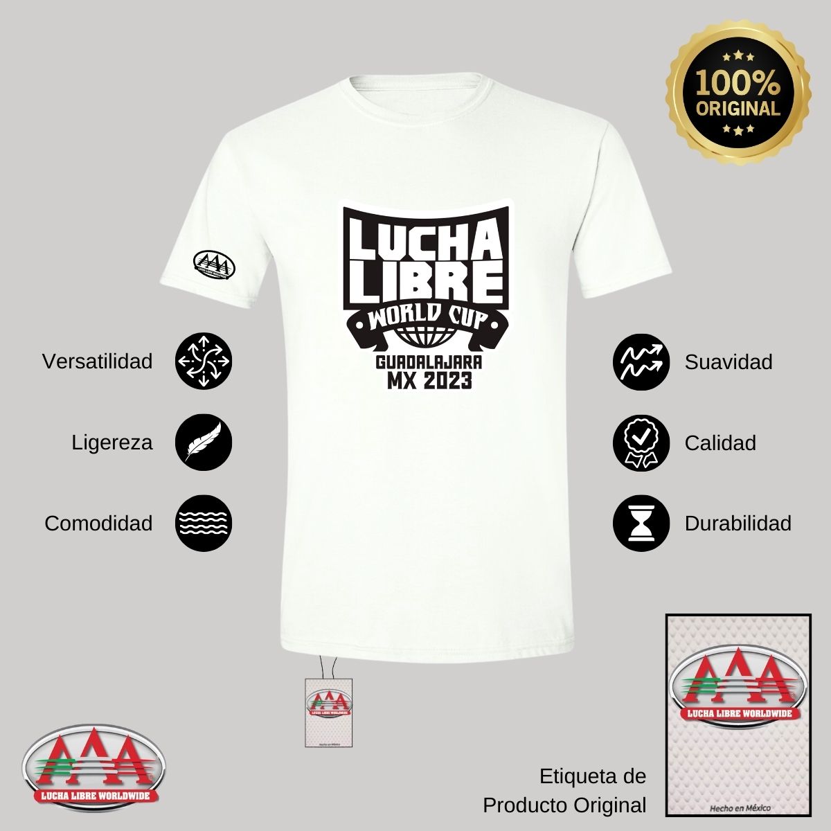 Playera Hombre Lucha Libre AAA World Cup GDL 2023