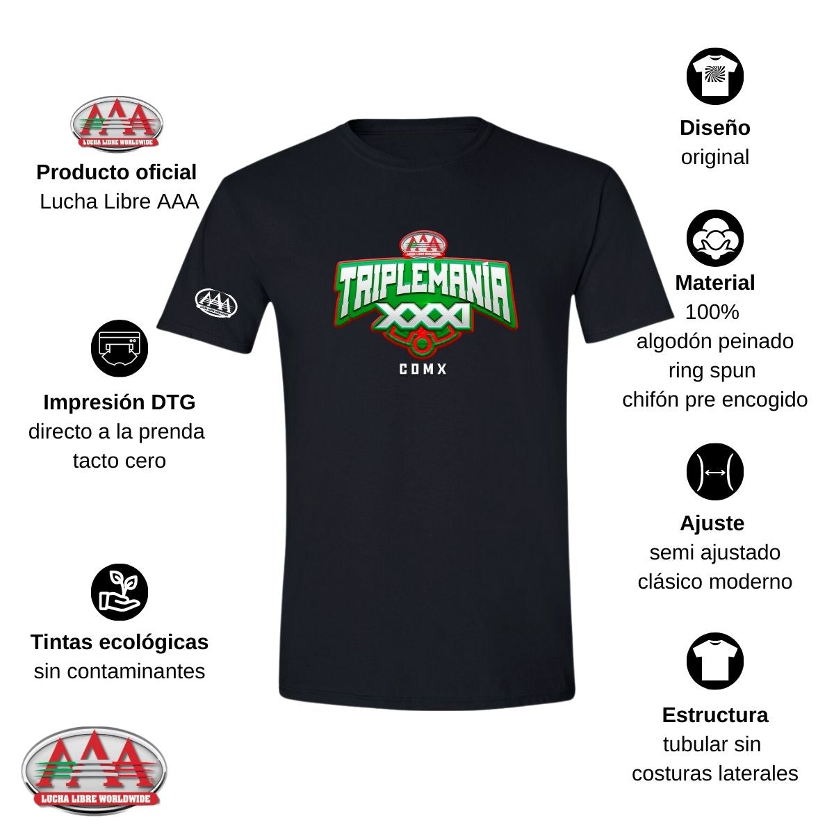 Jersey Playera Lucha Libre AAA Hombre Triplemanía XXXI CDMX