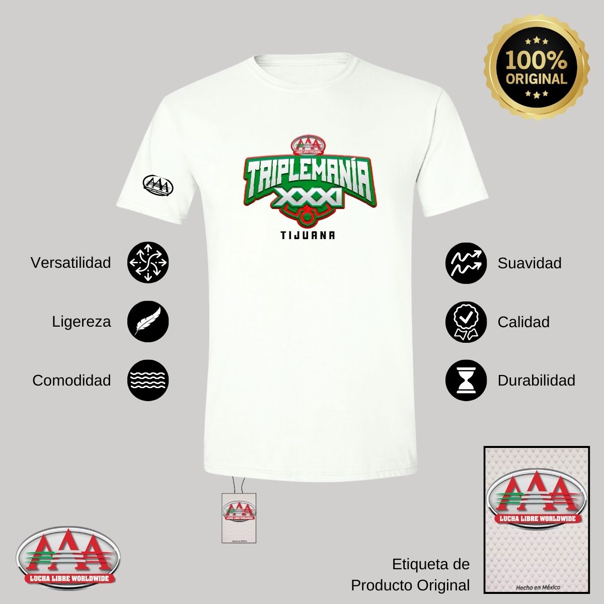 Playera Deportiva Hombre Lucha Libre AAA Tijuana Triplemanía