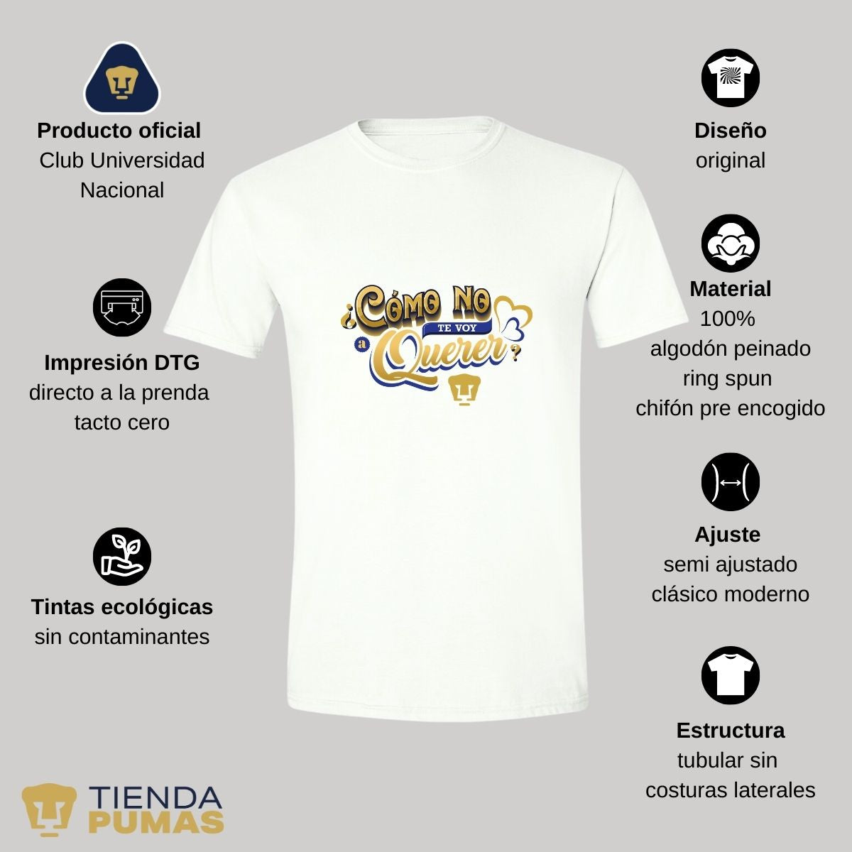 Playera Hombre Pumas UNAM Cómo No Te Voy A Querer