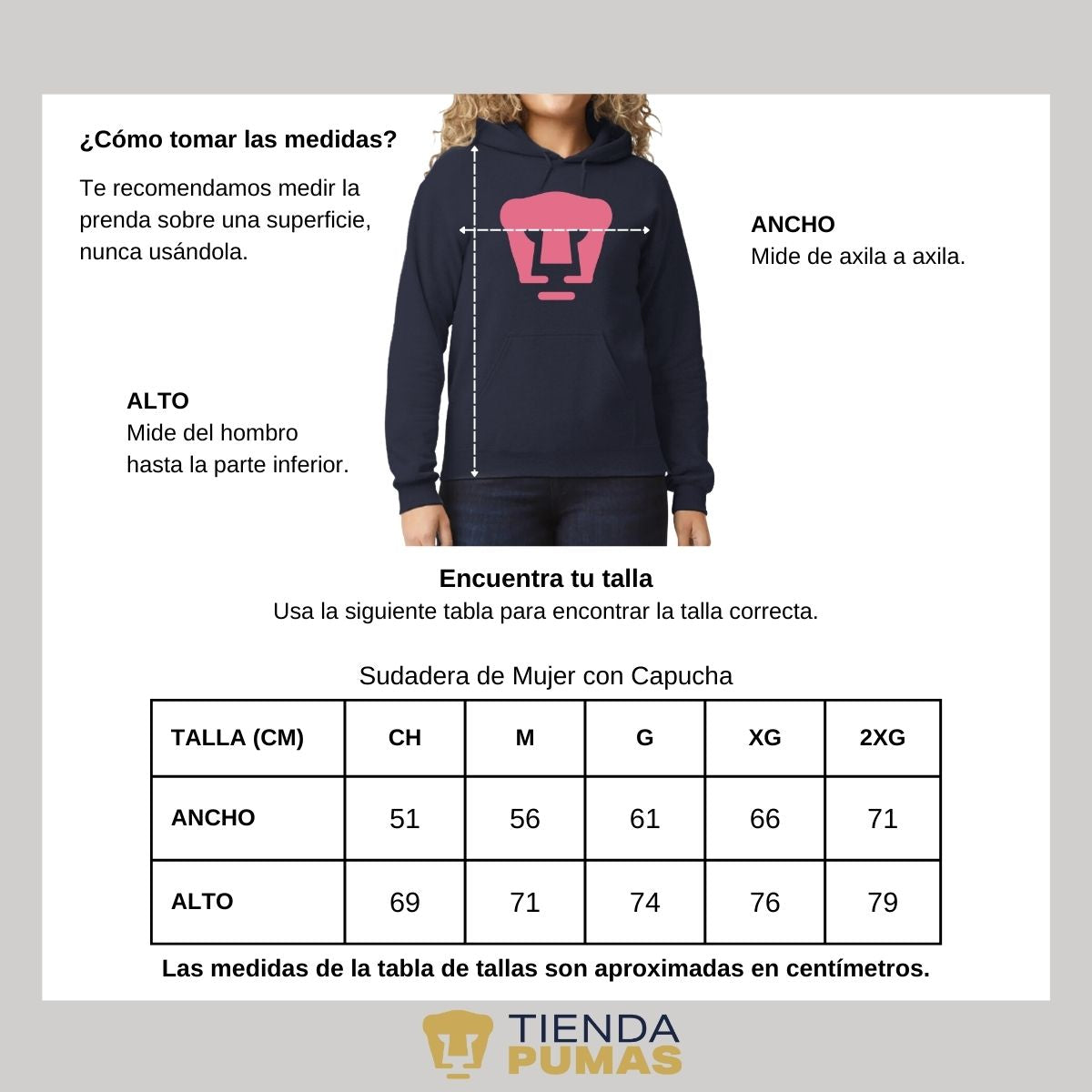 Sudadera para Mujer Hoodie Pumas UNAM Logo Rosa