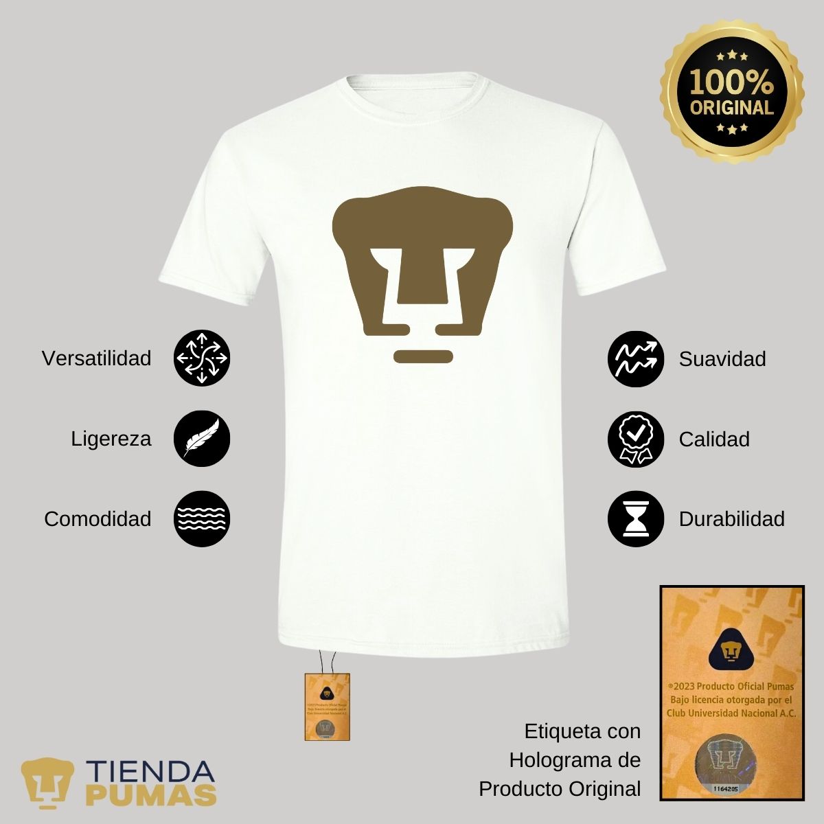 Playera Hombre Pumas Logo Dorado