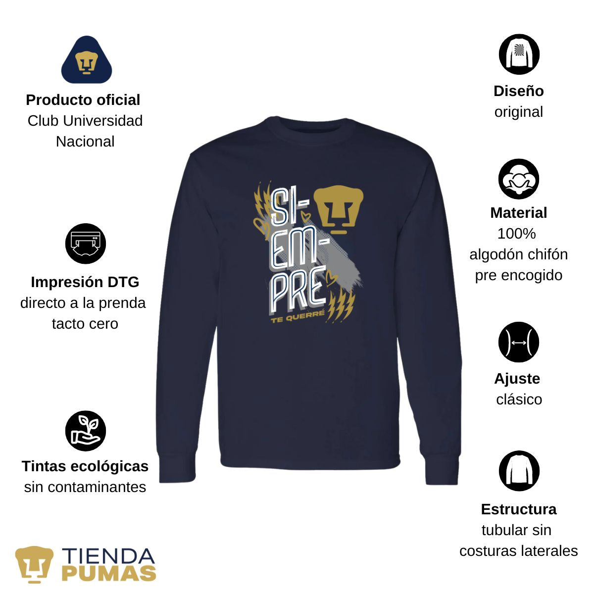 Playera Pumas UNAM Hombre Siempre Te Querré OD77354