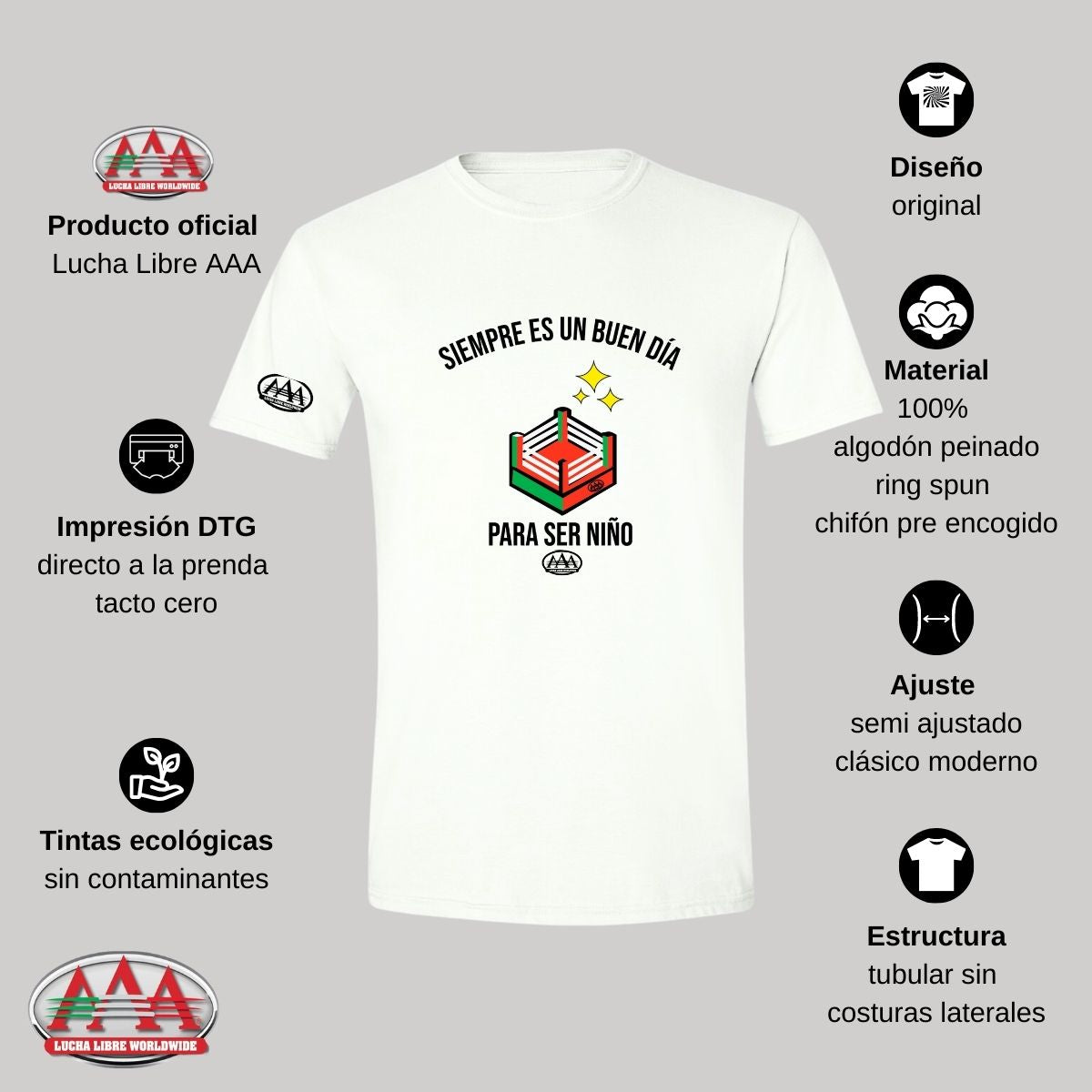 Playera Deportiva Hombre Lucha Libre AAA Día del niño Ring