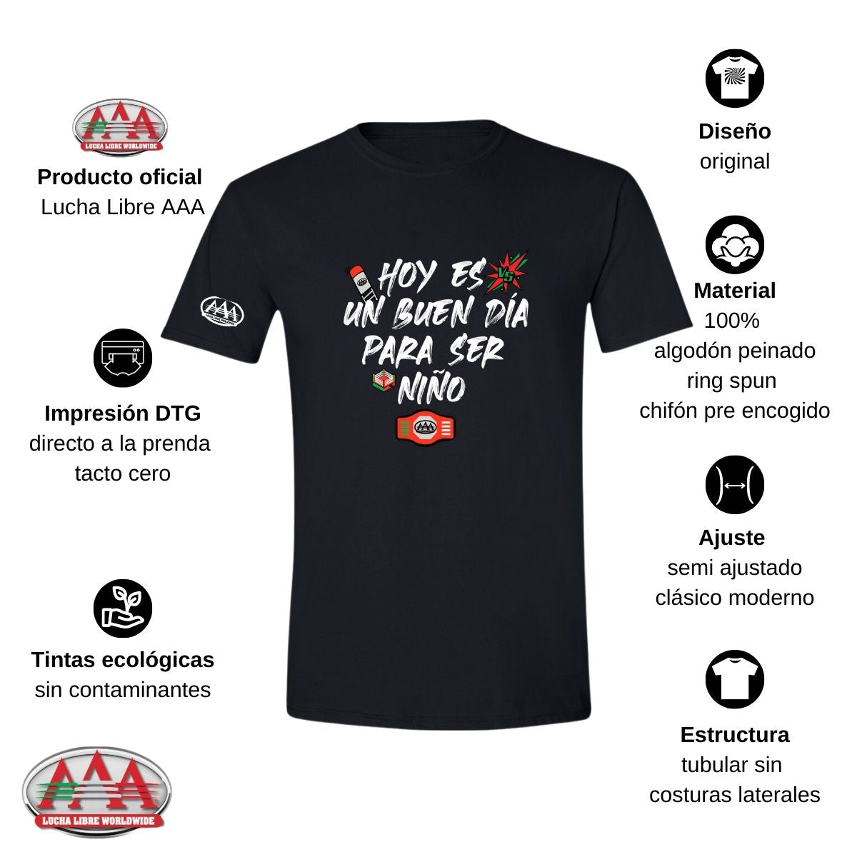 Playera Deportiva Hombre Lucha Libre AAA Día del niño