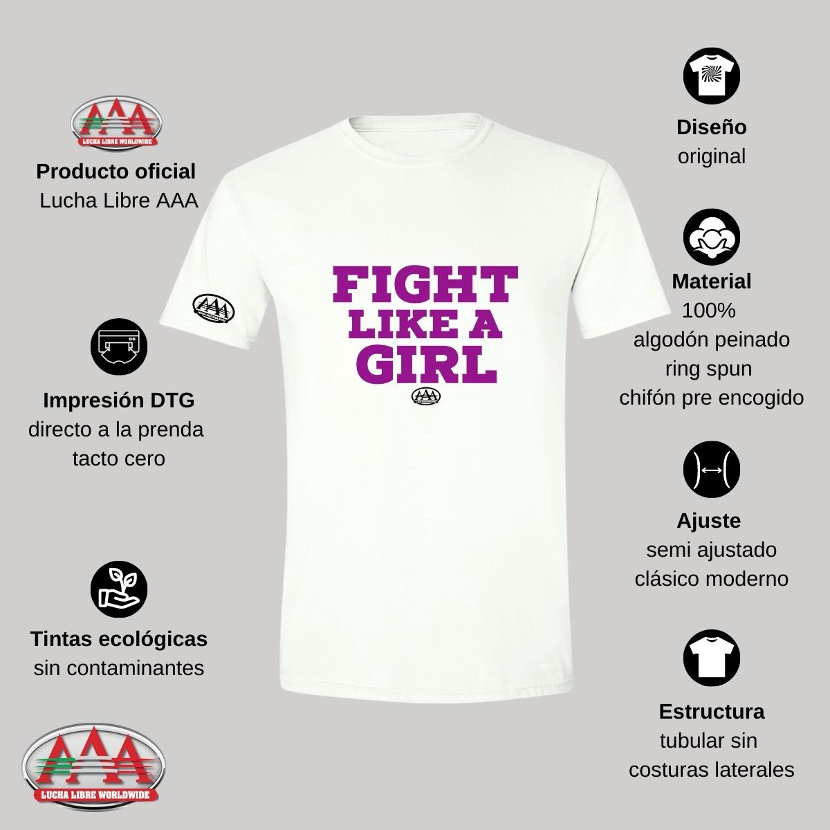 Playera Deportiva Hombre Lucha Libre AAA Fight Like A Girl